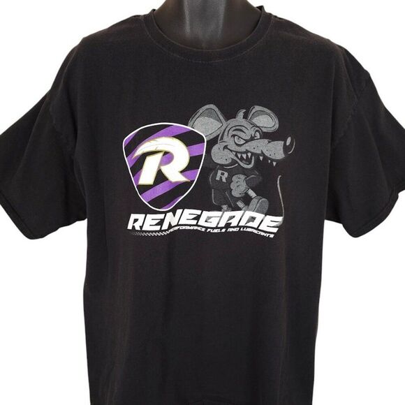Renegade Racing T Shirt Mens Size XL Black Performance Fuels & Lubricants Rat - Picture 2 of 6
